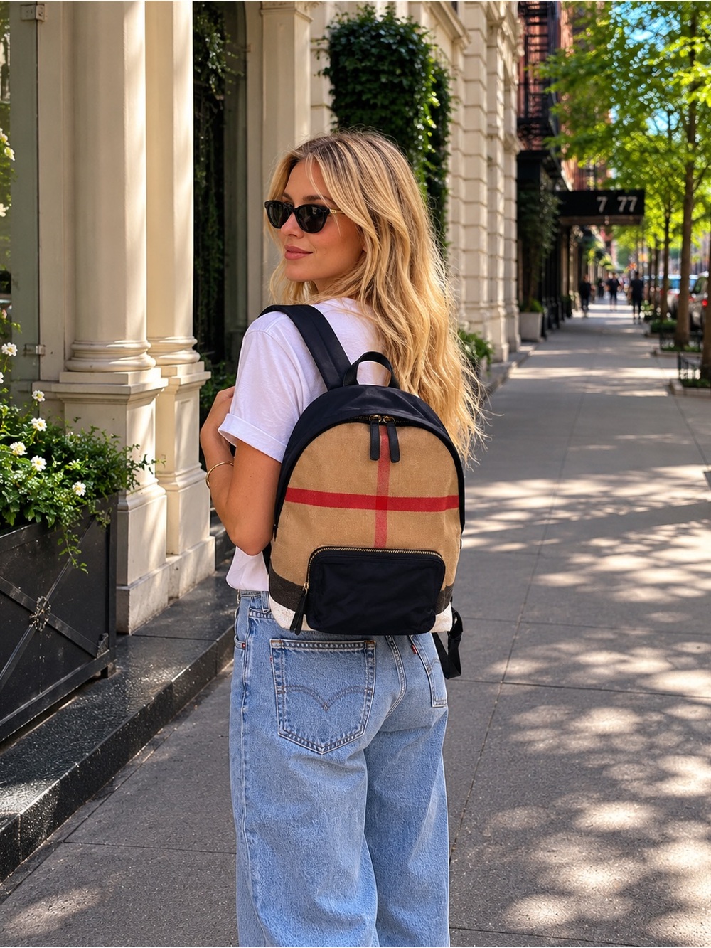 BURBERRY Check Canvas & Nylon Backpack | Laptop Sleeve